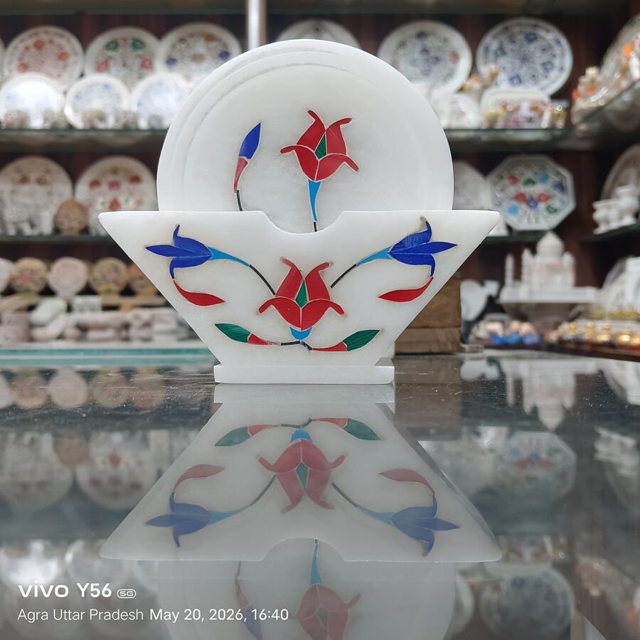 Marble Coaster Set — Design 6 Agra