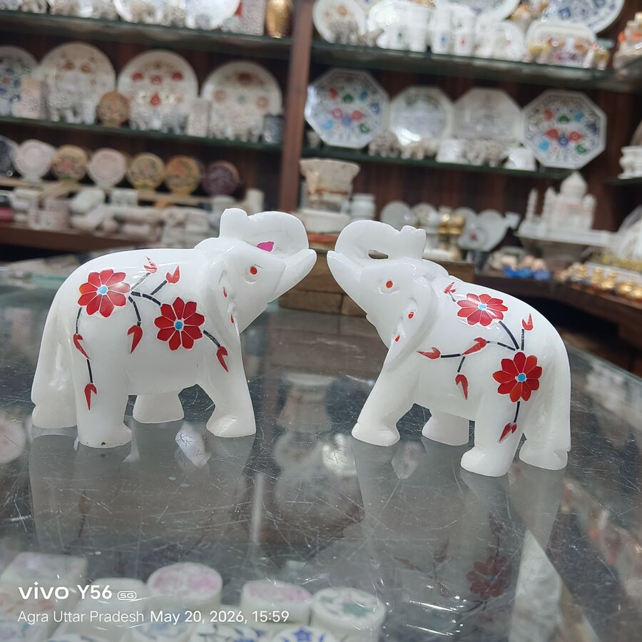 Marble Elephant — Design 4 Agra
