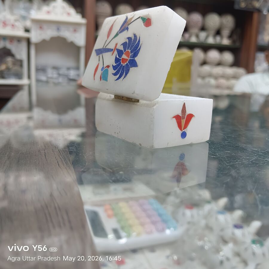 Marble Jewellery Box — Design 5 Agra