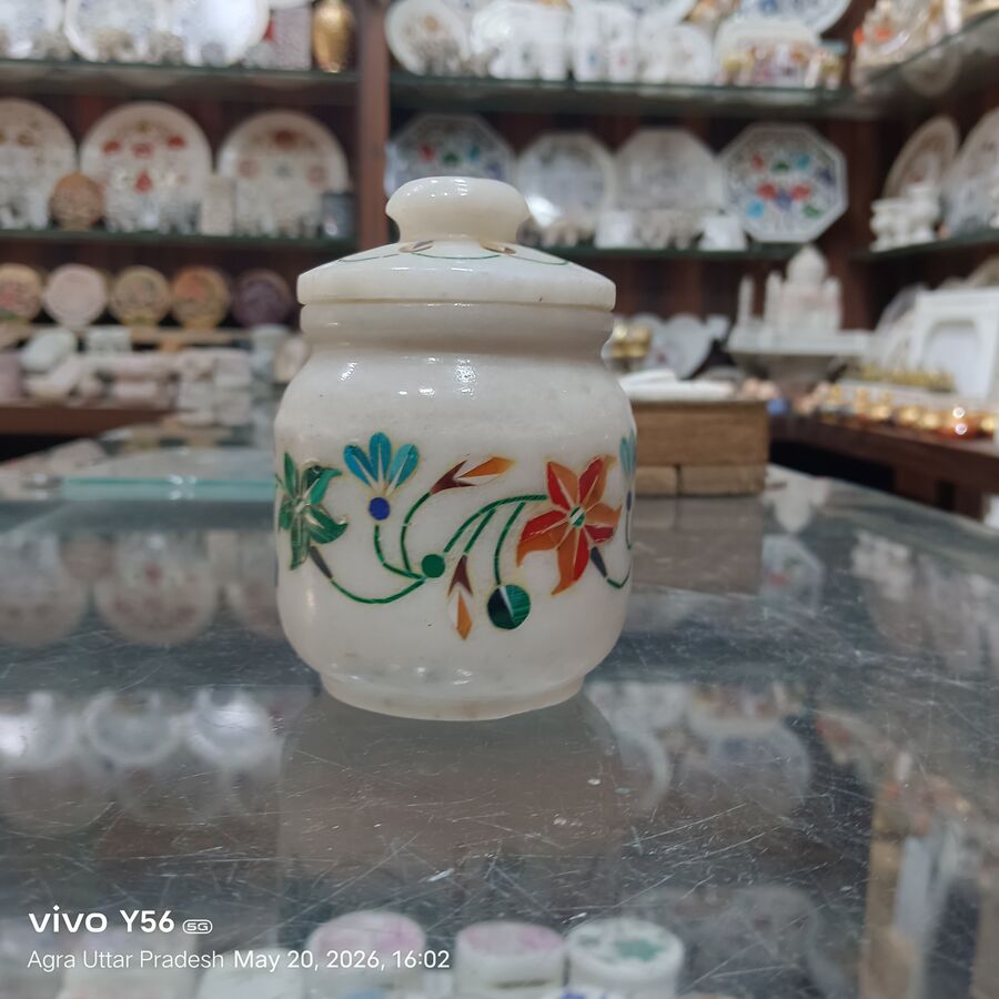Marble Inlay Pot Agra