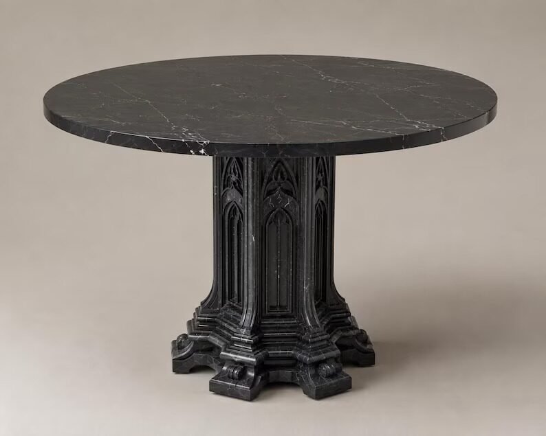 Black Marquina Marble Gothic Dining Table