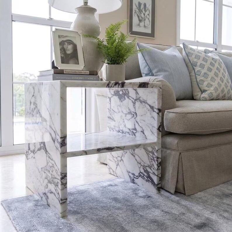 Calacatta Marble Waterfall Side Table