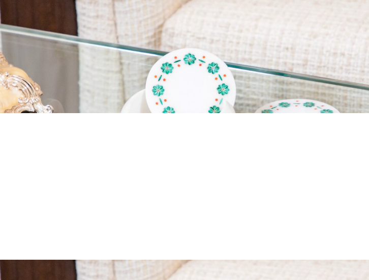 Round Marble Inlay Coaster Set with Holder