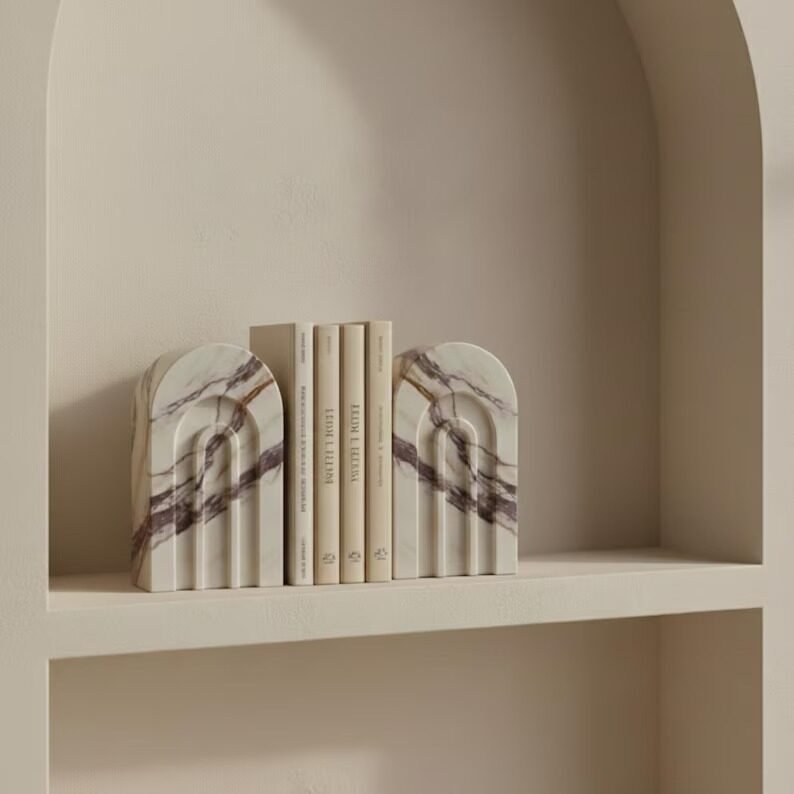 White Marble Arch Bookends
