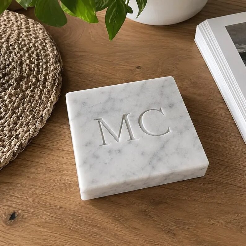 Marble Monogram Custom Coaster